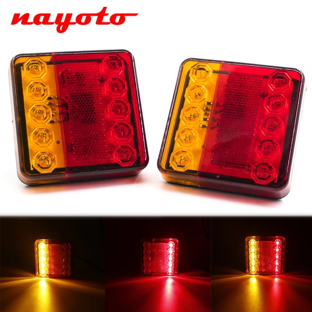 Feu arrière étanche à 10 LED 12V 24V, 2 pièces, clignotant, pour  camion/remorque/caravane/camion/Van/bateau - AliExpress