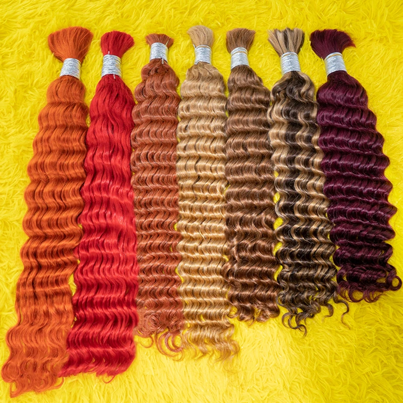

Remy Bulk Human Hair Pre-Colored Vietnamese Deep Wave Bulk Human Hair No Weft 18 To 30 Inch Bulk Hair Extension Crochet Braids