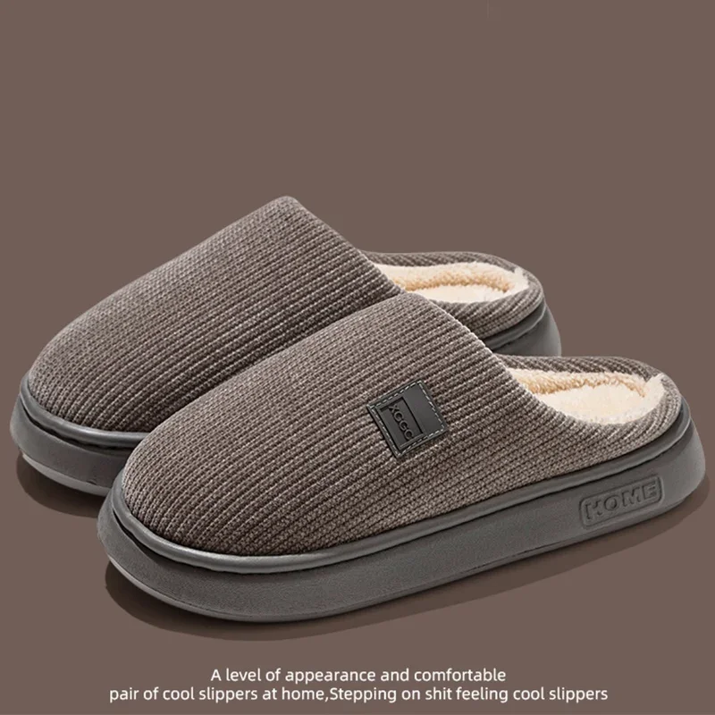 Indoor Soft Plush Slippers Women Corduroy Thick Bottom Non Slip Cotton Slippers Woman Light Round Toe Home Cotton Shoes Mujer
