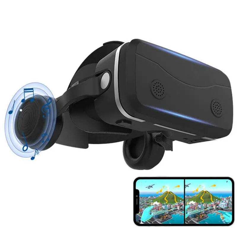 3D HD Virtual Reality Headset for Movies and Games VR Glasses Goggles 2K Anti-Blue Lenses, Adjustable Pupil & Object Distance