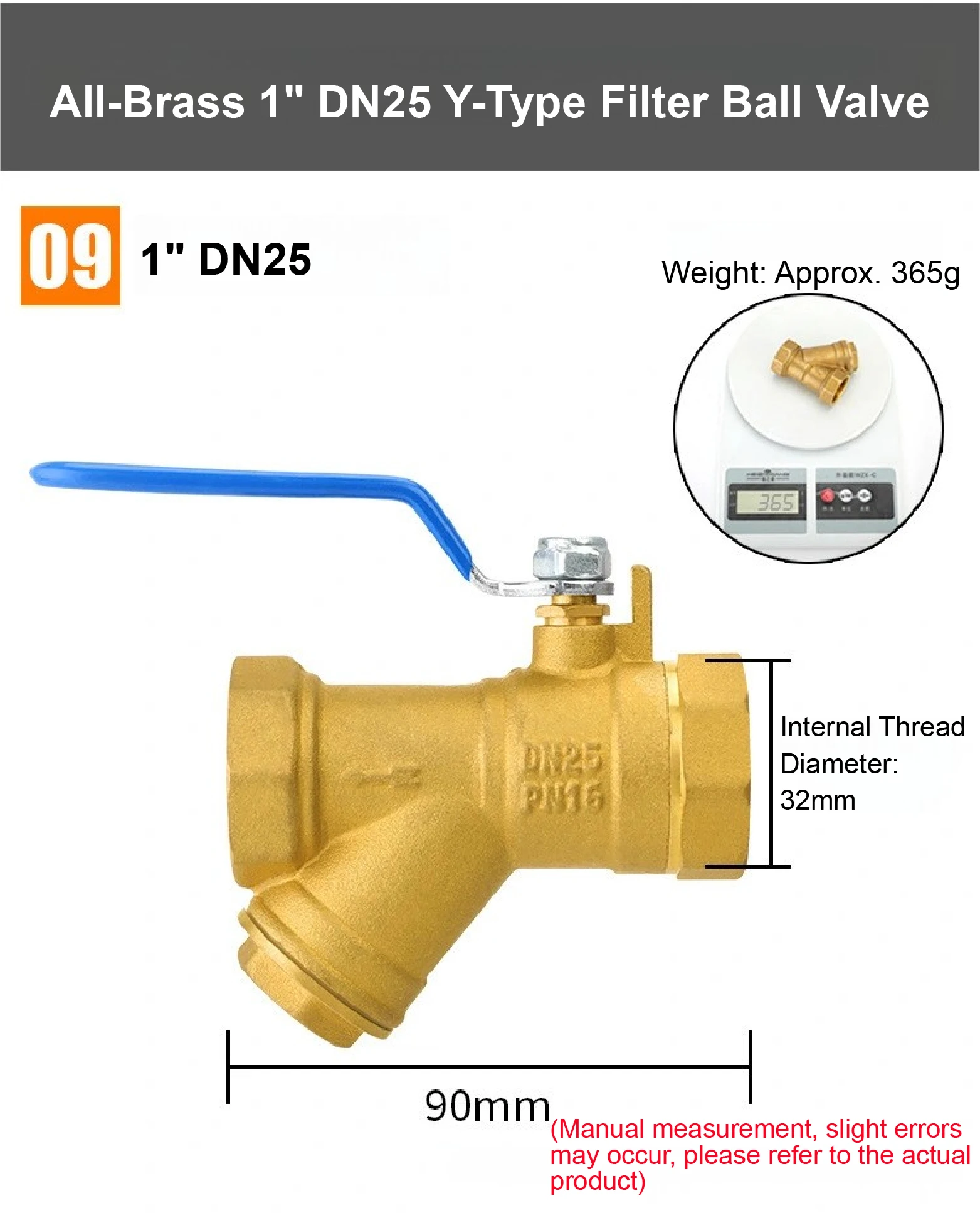 Inline Brass Y Strainer Valve Threaded Female PN16 Sediment Filter with SS Mesh