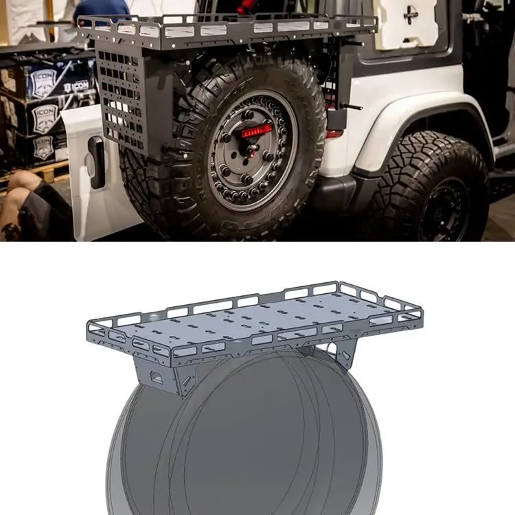 

Spedking Universal offroad car accessories part Spare Tire Utility Basket for jeep wrangler jk jl