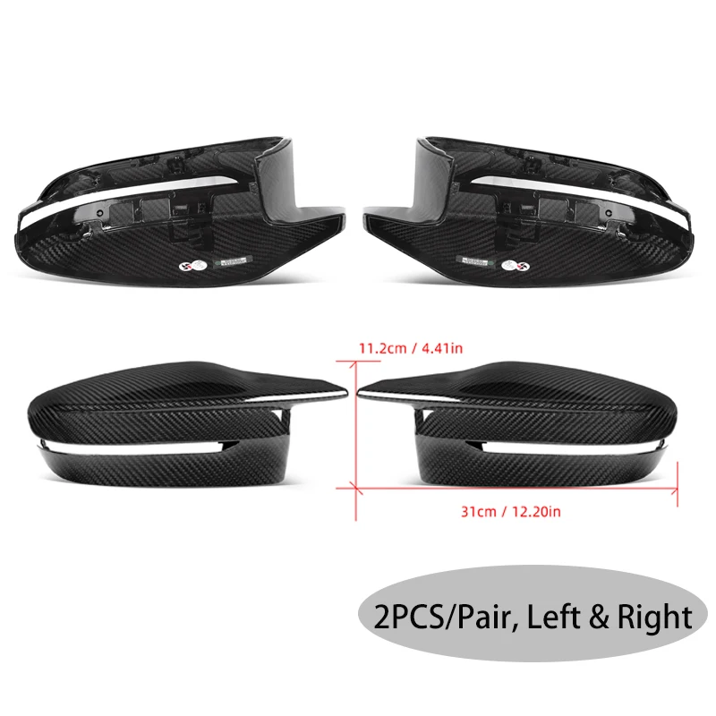 Dry Carbon Fiber Car Door Side Wing Rearview Mirror Cover Caps Glossy For BMW G80 G87 G82 G83 -IN Sedan Coupe Convertible