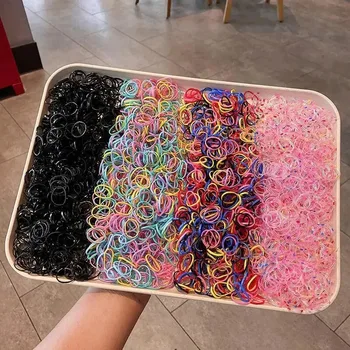 1500PCS Disposable Rubber Band Hair Ties for Girls Colorful Children's Headband Ponytail Holder Kids Hair Accessories