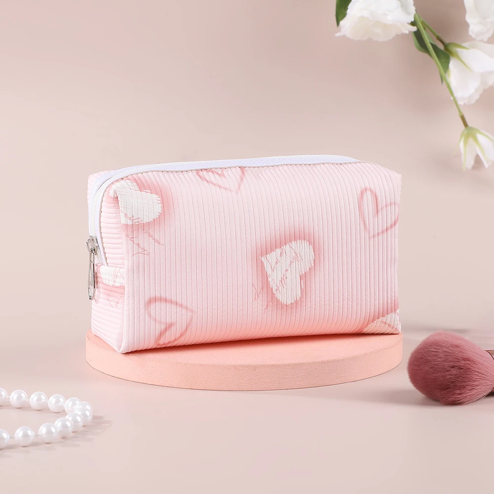 Kawaii Cosmetic Bag Love Pouch Large Capacity Portable Lipstick Storage Women Makeup Handbags Travel Organizer Pencil Case