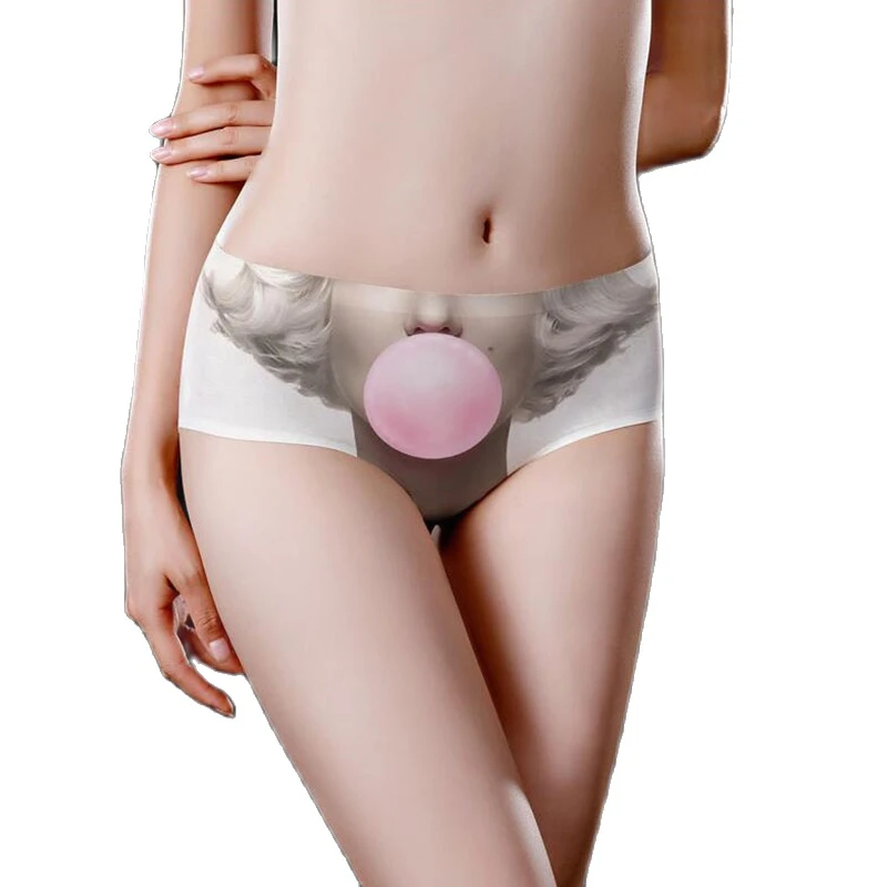 

Модное сексуальное нижнее белье из ледяного шелка, женские трусики, трусики с непослушным 3D принтом, дышащие интимные трусики без следов