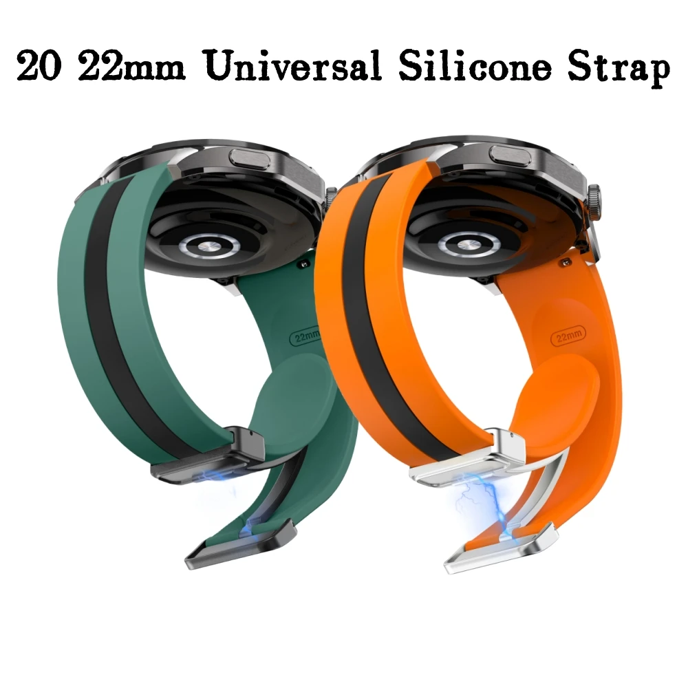 

20 22mm Huawei Watch Rubber Strap For GT2 /3 46mm Wristband For Samsung Watch4 5 6 40 44mm Bracelet Universal Band Belt