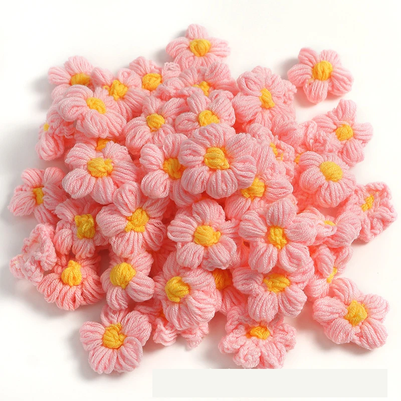 20Pcs Knitted Fluff Woolen Flowers Applique Patches Handmade DIY Hairpin Jewelry Clothing Hair Accessories Material Ornaments knitting supplies knitting material knitting craft supplies