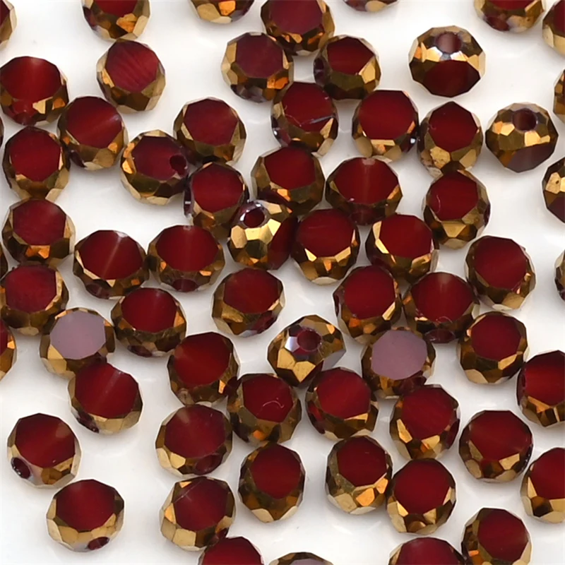 72 Teile/los 3*4mm Goldene Überzogene Glas Perlen Oval Flache Facettierte Kristall Perlen für DIY Herstellung Halskette Armband schmuck Zubehör – Detail 13