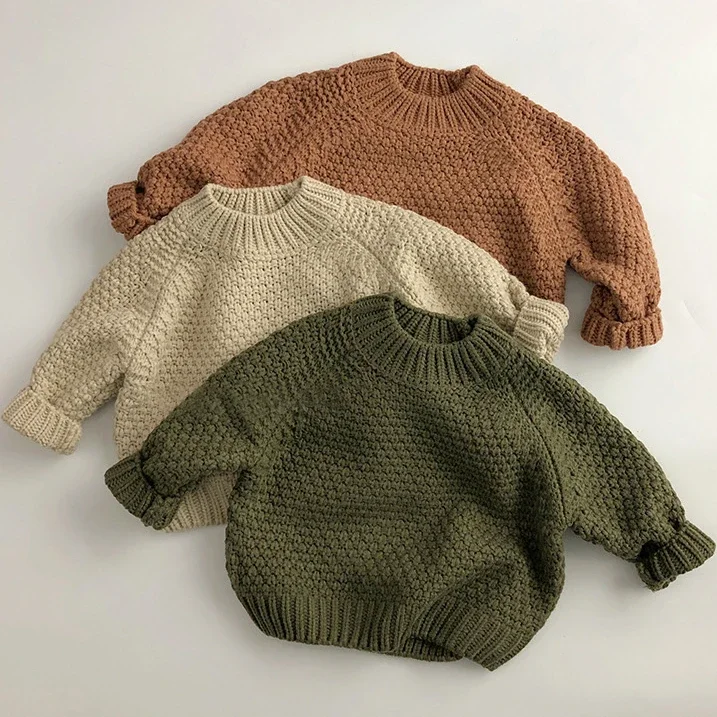 

Зимний вязаный свитер для маленьких мальчиков, корейский Свободный Повседневный осенне-весенний Детский свитер, пуловер, однотонный топ для малышей, одежда