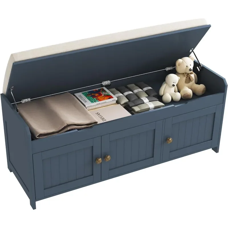 

Shoe Bench with Lift Top Storage Entryway Storage Bench with Cushioned Seat Wooden End of Bed Bench