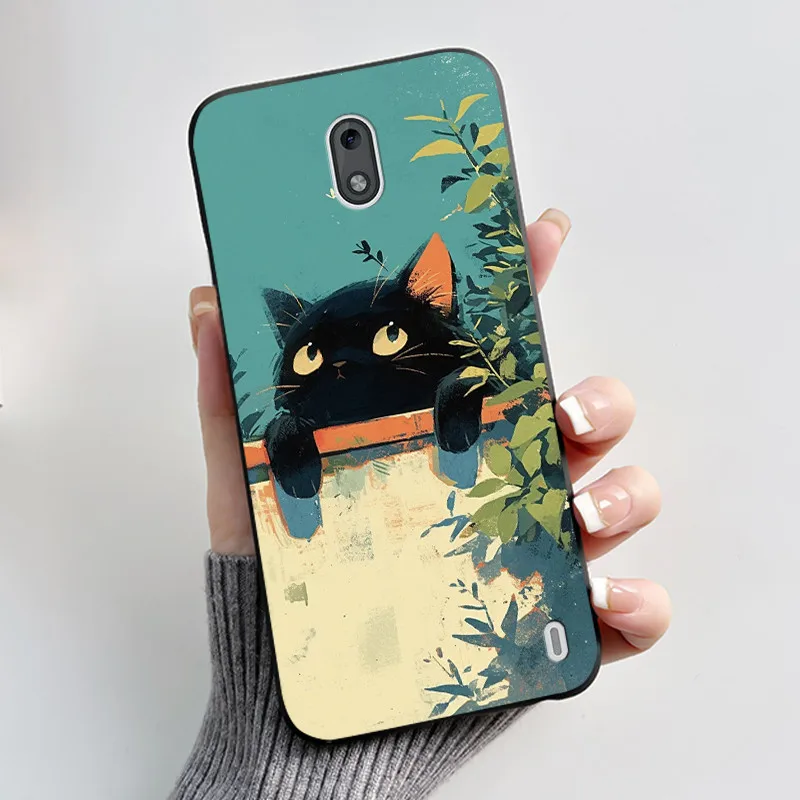 Aesthetic Cute Cat Shockproof Black Slim Phone Case - Soft TPU Silicone Back Cover