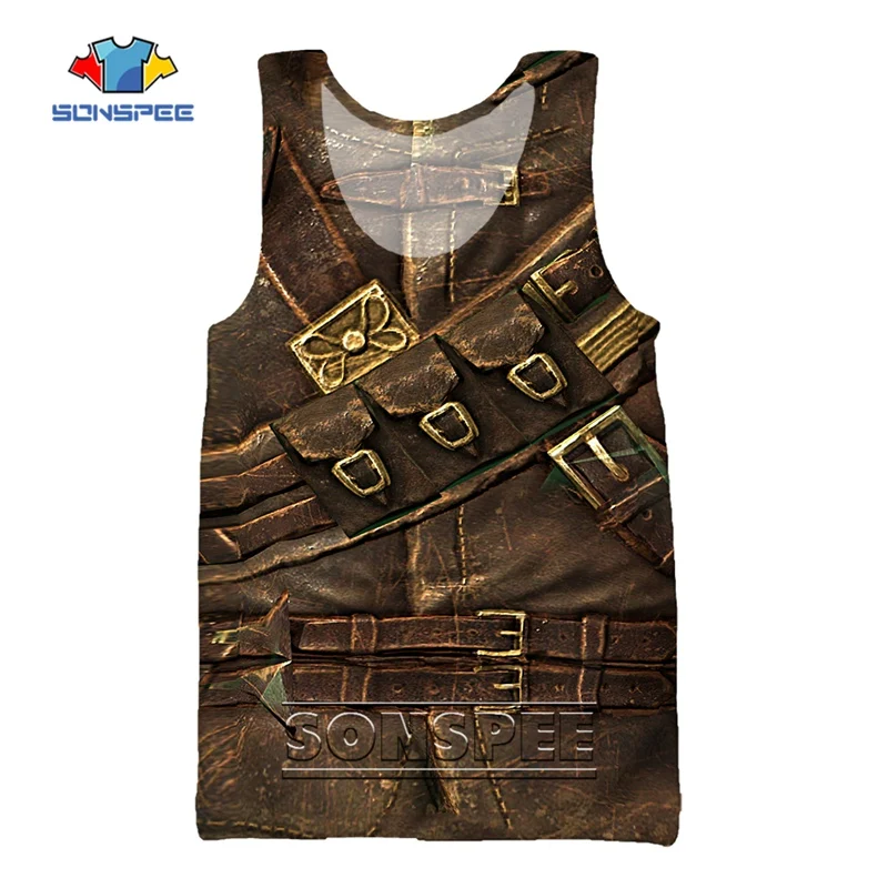 

SONSPEE 3D Printed Cool Army Veteran Armor Military Tank Top Men Custom Design Sports Fitness Vest Harajuku Sleeveless Garment