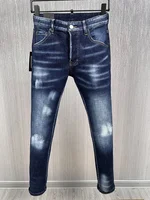 fashion BRAND D2 Men Jeans Denim Pants Hole Slim Pencil Trousers Buttons Party top quality BLUE coolguy JENAS pant for husband 1