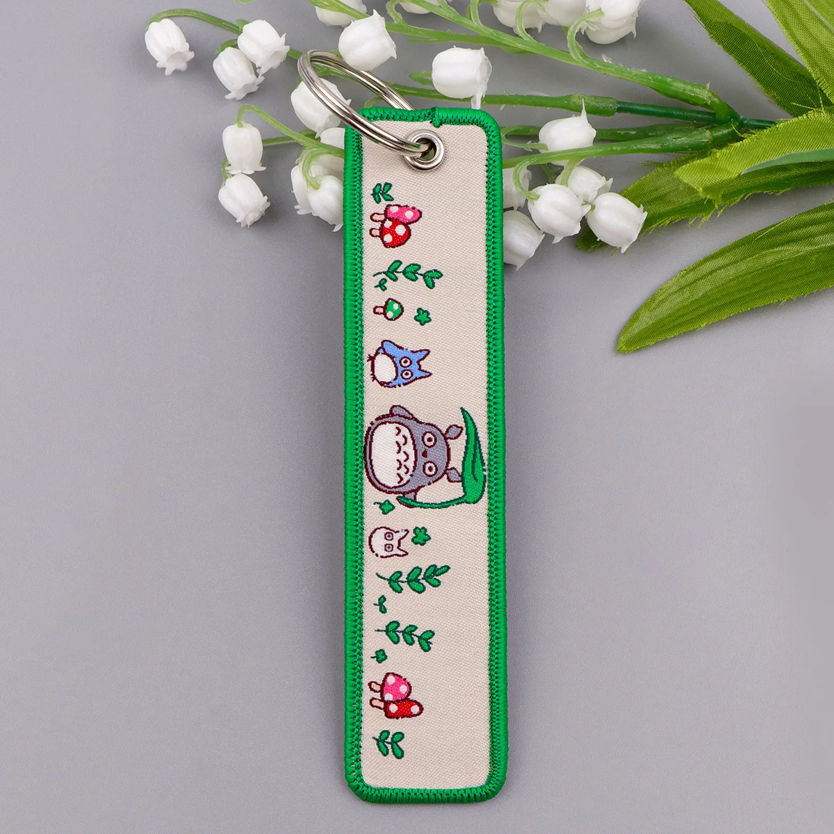 Anime Movie Embroidery Key Fobs White Dragon Key Tags Keychains for Motorcycles Cars Keyring Cosplay Accessories Fans Gifts