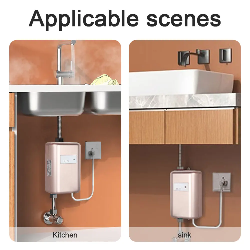 Electric Water Heater 110V/220V Instantaneous Water Boiler 304 Stainless Steel 3800W 0.04Pa for Shower/Bathroom/Kitchen Washing