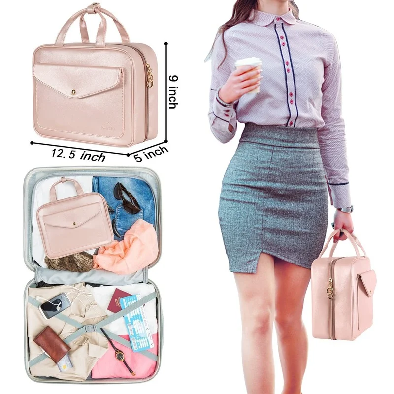 

Large Capacity Travel Tote Waterproof Cosmetic Bag New PU Leather Makeup Bag Ladies Beauty Bag Organizer Toiletries Storage Bags