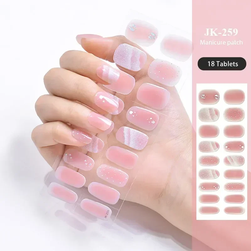 16/18/20Tips French Gel Nail Strips Patch Sliders Adhesive Waterproof Long Lasting Full Cover Gel Nail Stcikers UV Lamp Need 5
