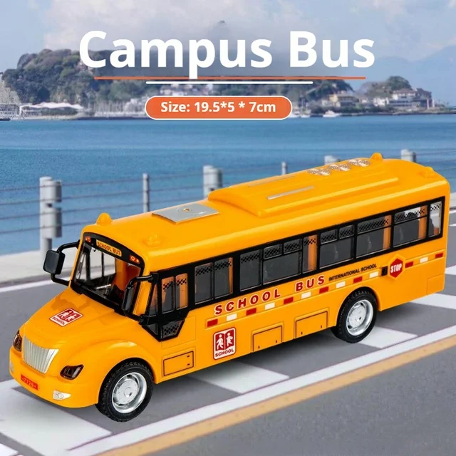 1：30 Inertia Sliding Campus Bus Car Model Simulation Sound and Light Music Educational Toy Bus Car Toy Children's Birthday Gift 5