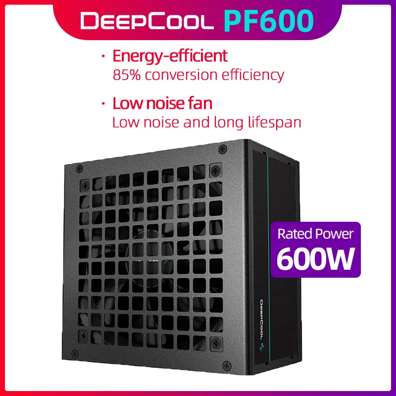 

DEEPCOOL PF600 PFC Max 80 Plus Power Supply 600W Watt PC Gaming 24pin 12V ATX PSU Desktop Computer Power Supply Unit