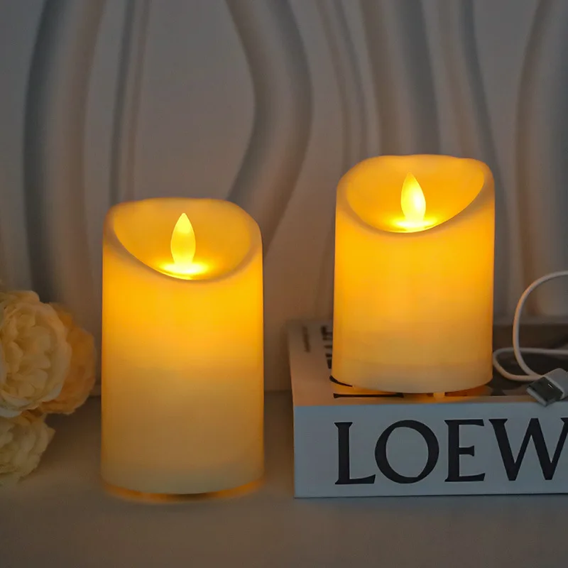 Rechargeable LED Flickering Candle with Remote Control - Decorative Ambiance Lighting