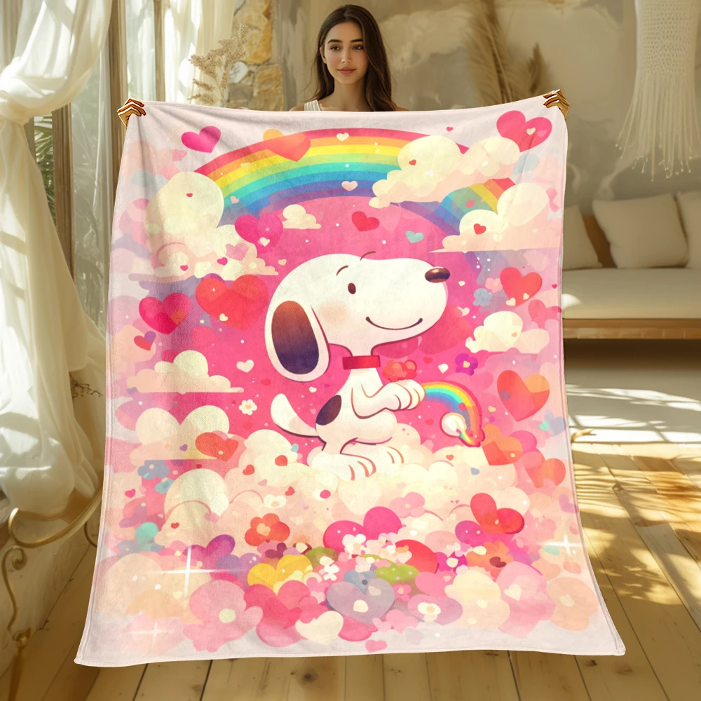 thumbnail image 1 of Manta con estampado de dibujos animados lindo Snoopy de MINISO. Franela cálida y cómoda, dormitorio, sofá, cama, silla, regalo, picnics, viajes, campamento, mantas., 1 of 5