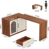 L Shaped Computer Desk with Drawers, Modern Corner Home Office Desk with Reversible Storage Cabinet, Study Writing Desk 2