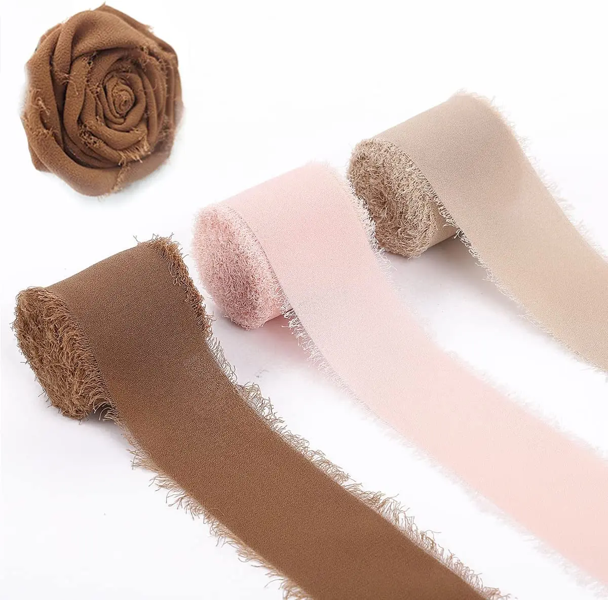 5m/Roll frayed edged wrinkle chiffon silk ribbon for wedding party flower bouquet gift packing DIY craft