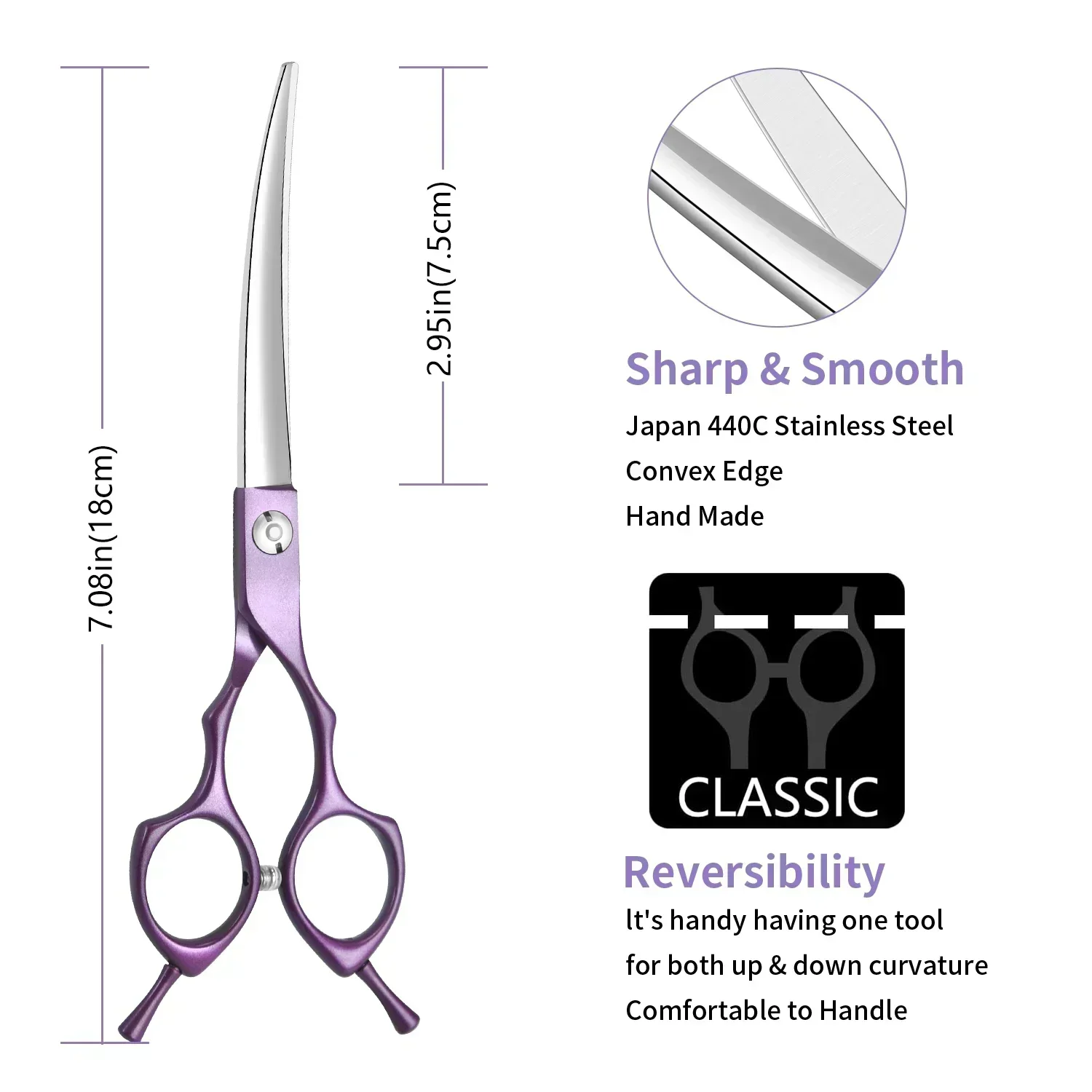 

Scissors Professional Hand Steel Left Shears Curved 7inch Grooming 440c Stainless Dog Right Pet Salon