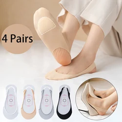 4 Pairs Women Summer Invisible Half-Palm Boat Socks for High Heels Shoes Silicone Non-Slip Sock Female Suspender Thin Socks