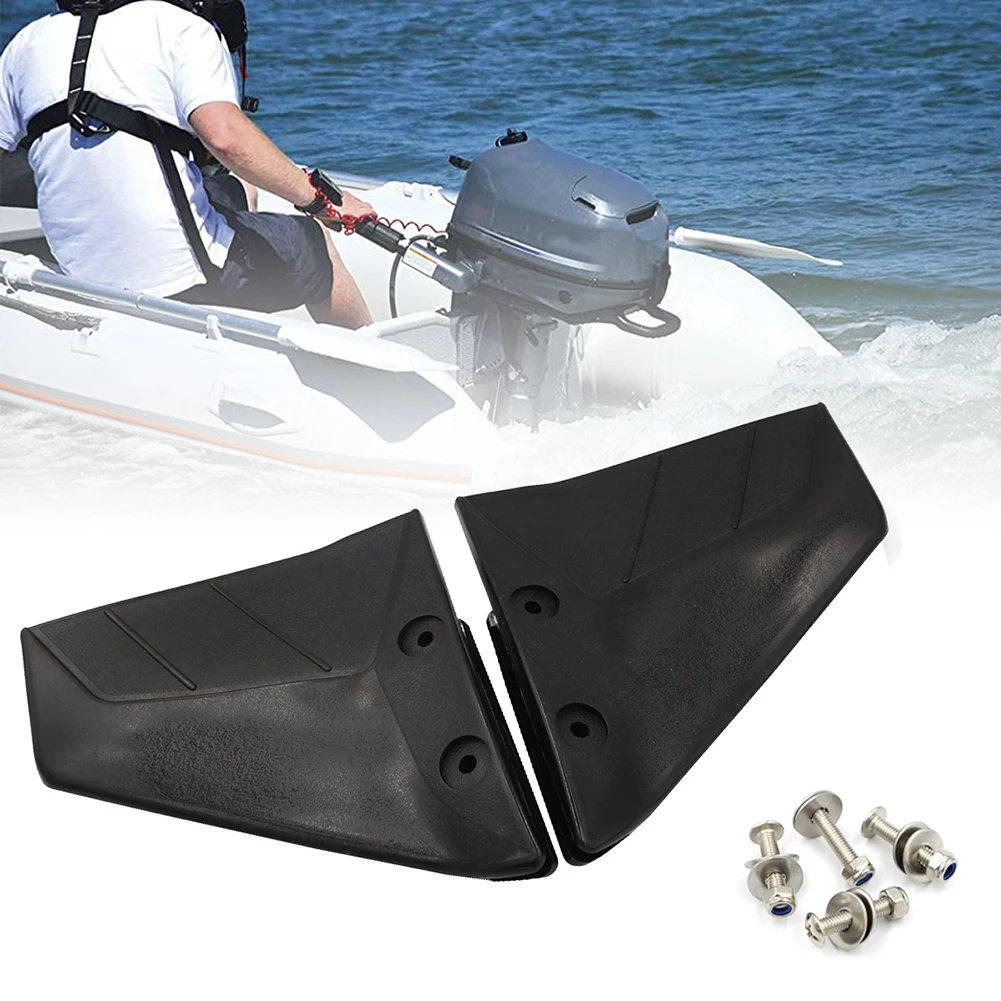 Hydrofoil Stabilizer Black Boat Motor Stabilizer with Bolt Nut Dual Fin Outboards ABS Plastic Wings for 4-50 HP Outboard