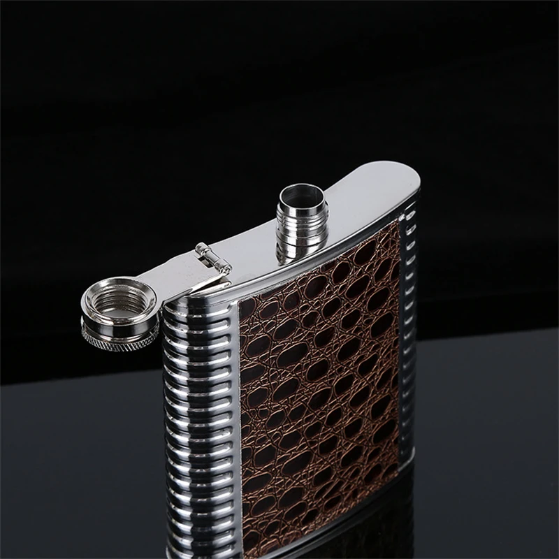 Leather Hip Flask Funnel Wine Pocket Flask 8Oz Pocket Whisky Alcohol Vodka Liquor Bottle Personalized Flaskes Gift Man Flagon