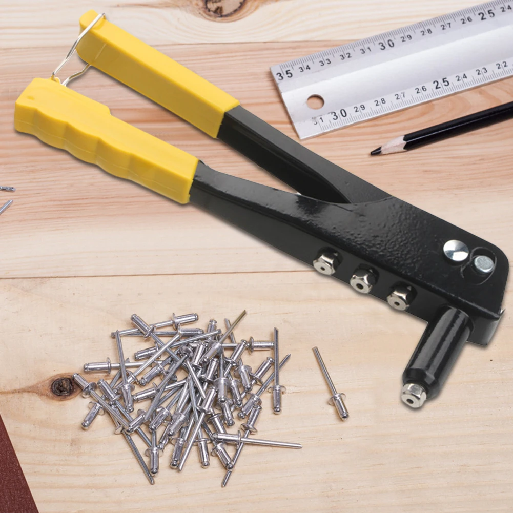 Rivet Gun Rivet Nut Tool Rivet Gun Set Heavy Duty Pop Rivet Gun 50Pcs Blind Rivets Assortment Kit Removable Labor-saving Hand Riveter for Metal Automotive