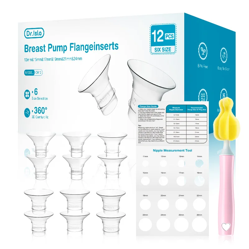 Silicone Flange Inserts Breast Pumps Electric Breast Pumps Nipple Tunnel Narrow Connector 13/15/17/19/21/24mm Flange breast pumps