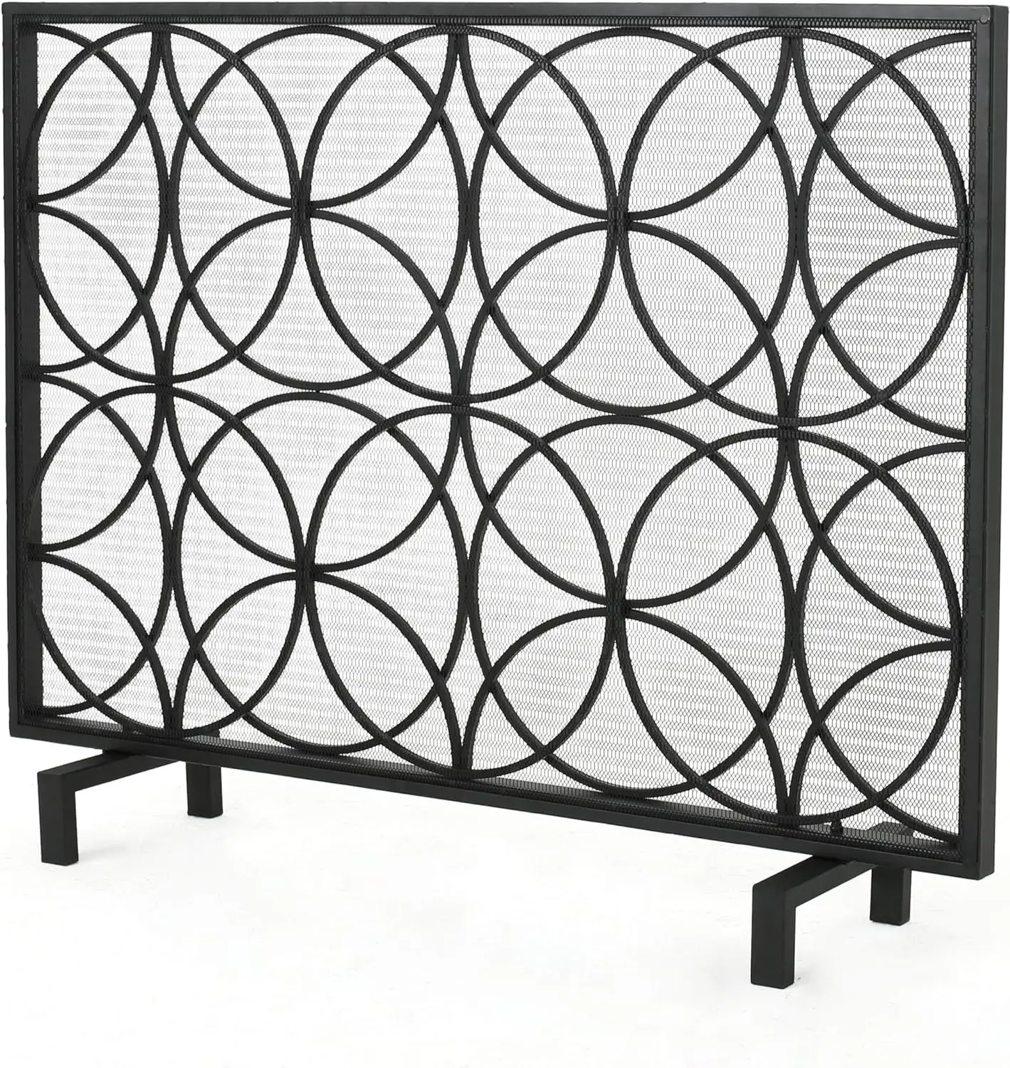 

Single Panel Iron Fireplace Screen, Black