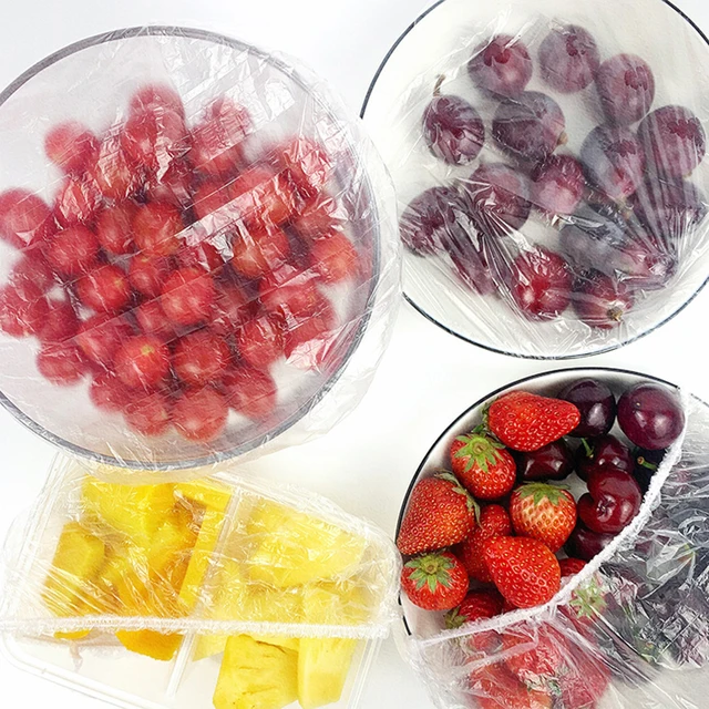 Couvercle de film transparent pour sac OPP, 100 pièces/200 pièces, pour réfrigérateurs, scellage des aliments et des fruits, couvercle de film élastique pour la bouche 4