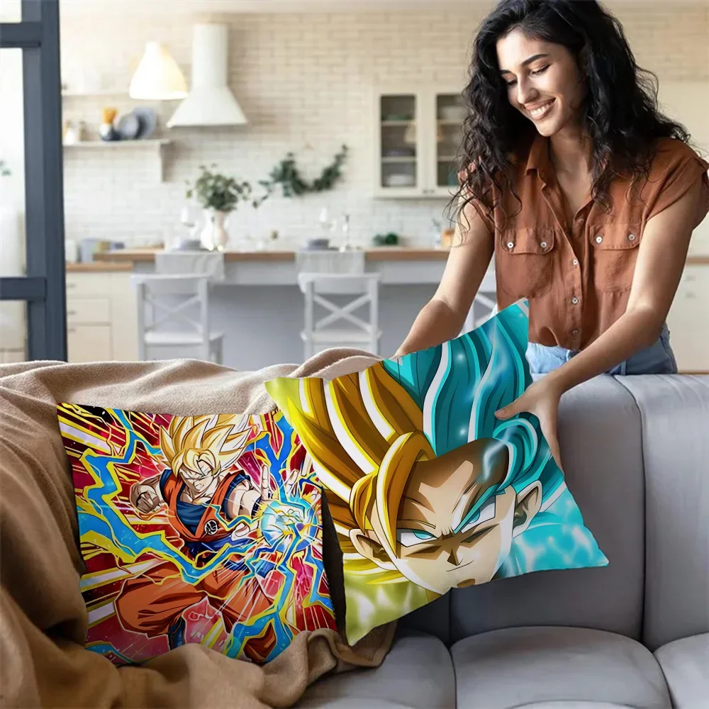 Japanese Anime Dragon Ball Serie Pillow Covers Cartoon Sofa Decorative Home Double-sided Printing Short Plush Cute Cushion Cover 3