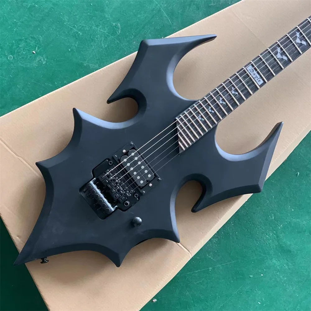 

New arrival Factory custom unusual shape Bat body Electric Guitar with Rosewood Fretboard Bat inlay,Black Hardware,offer custom