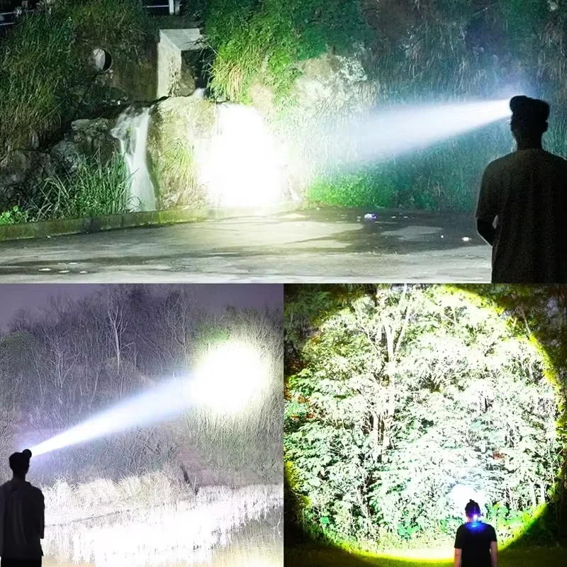 900000LM LED 헤드 손전등 강력한 헤드램프 전면 조명 Type-C 충전식 전문 헤드 랜턴 낚시 캠핑용