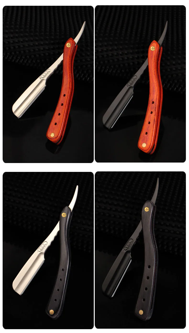 1 stücke Professionelle Manuelle Rasierer Gerade Kante Edelstahl Sharp Barber Klinge Rasierer Klapp Rasieren Bart Cutter Mit Klinge – Detail 7