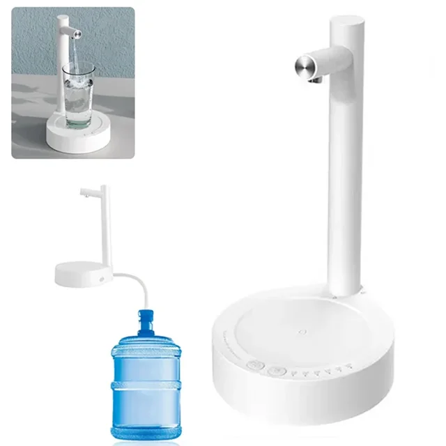 ปั๊มน้ำไฟฟ้าอัจฉริยะแบบพกพา ตั้งโต๊ะไร้สาย ชาร์จซ้ำได้ พร้อมปรับปริมาณน้ำได้ ควบคุมการจ่ายน้ำด้วยปุ่มเดียว 1