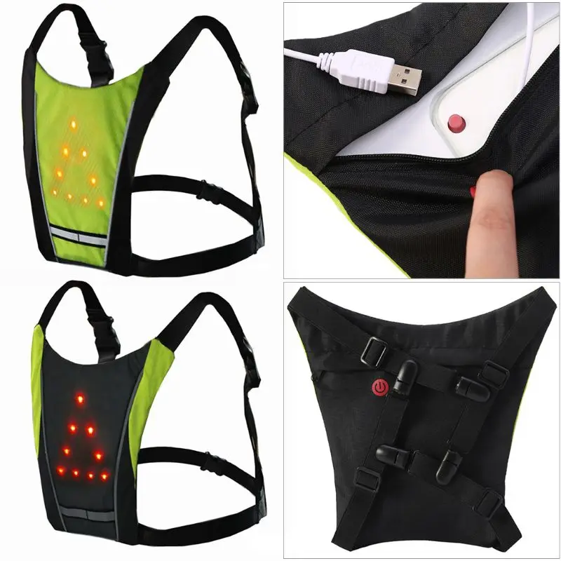 Cycling Vest Outdoor Warning Light Safety for Jacket Signal Reflective