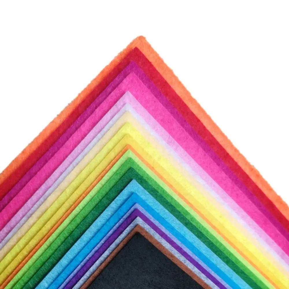 40Pcs 1mm Soft Felt Fabric Sheet Assorted Color Patchwork Sewing DIY Craft Squares Nonwoven 1mm Thick Handmade Fabric Weaving