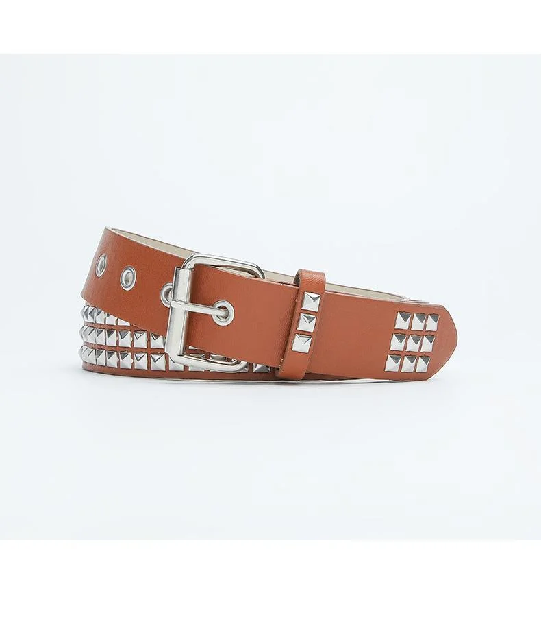 Women's Belt Square Bead Rivet Punk Style Decorative Eye Belt_voghion.com