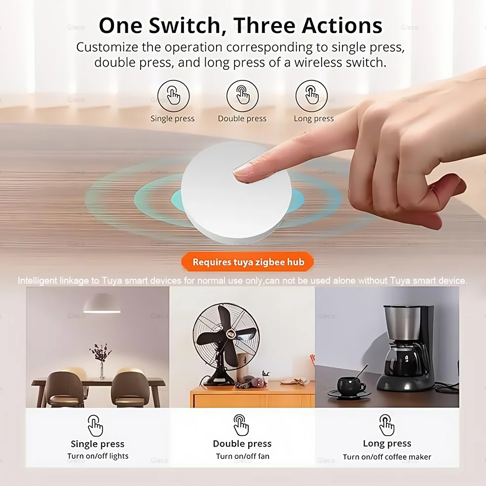 Tuya ZigBee Button Scene Switch Smart Home Automation Battery Powered Intelligent Linkage Works with Smart Life Zigbee Devices