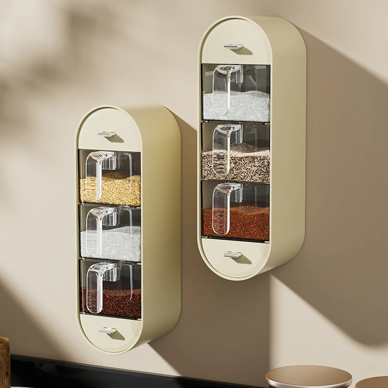 Wall mounted Seasoning Box Salt Pepper Spice Rack Jar Sugar Bowl Spice Box Organizer Kitchen Organizer Set Storage Shelf seasoning box