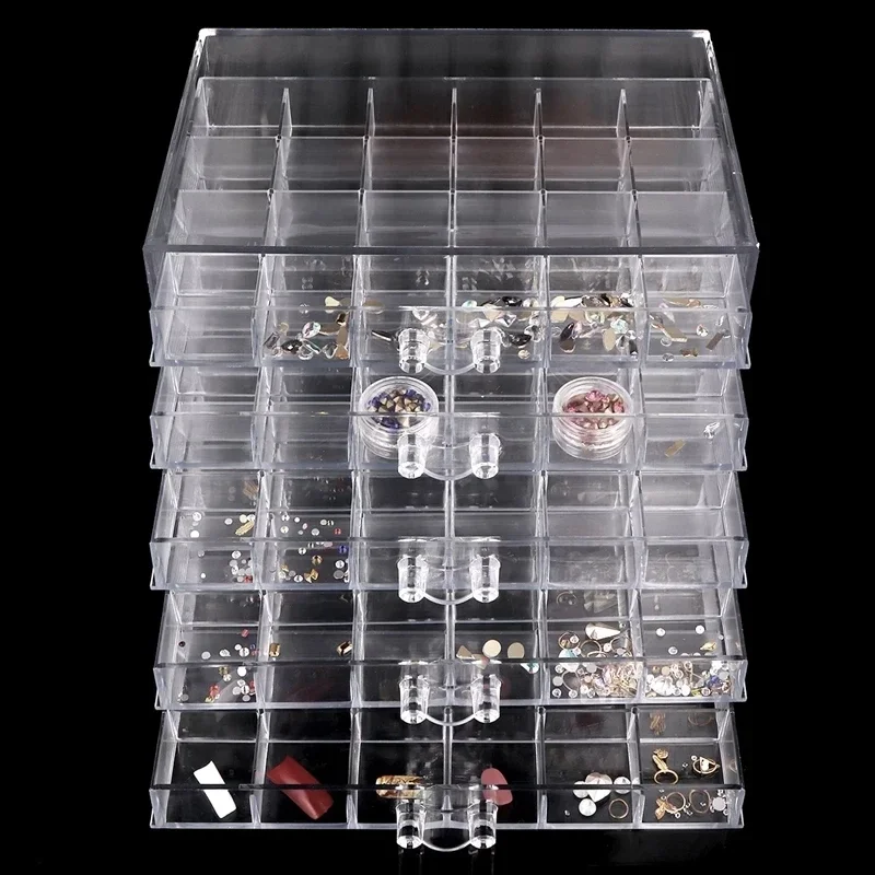 

Nails 5 Storage Organizer 120 Earrings Display Beads Jewelry For Box Container Layers Art Case Decor Plastic Grids Rhinestones