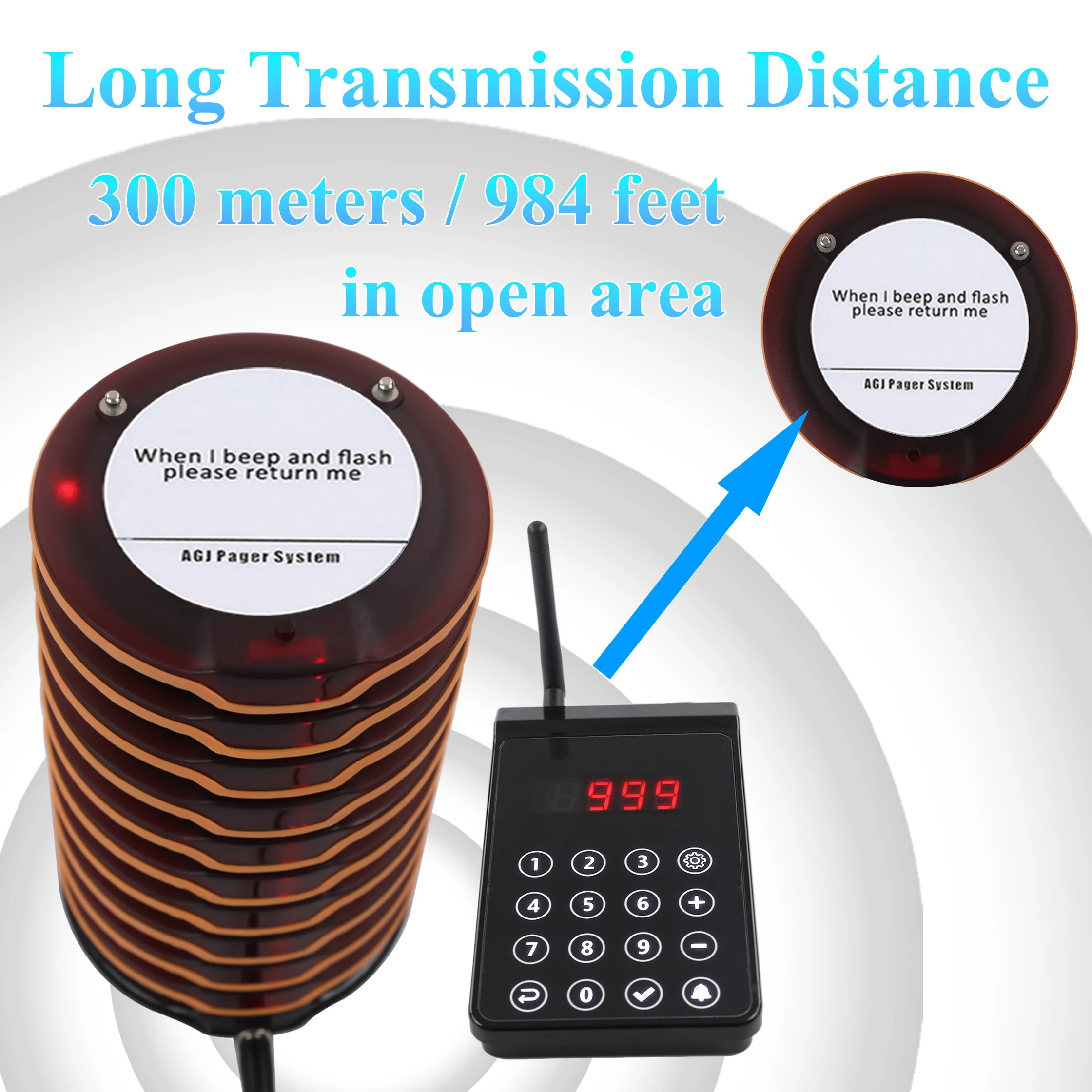 Wireless Restaurant Pager System Wireless Calling System 30 Beepers For Food Truck Cafe Bar Waterproof and Breakproof