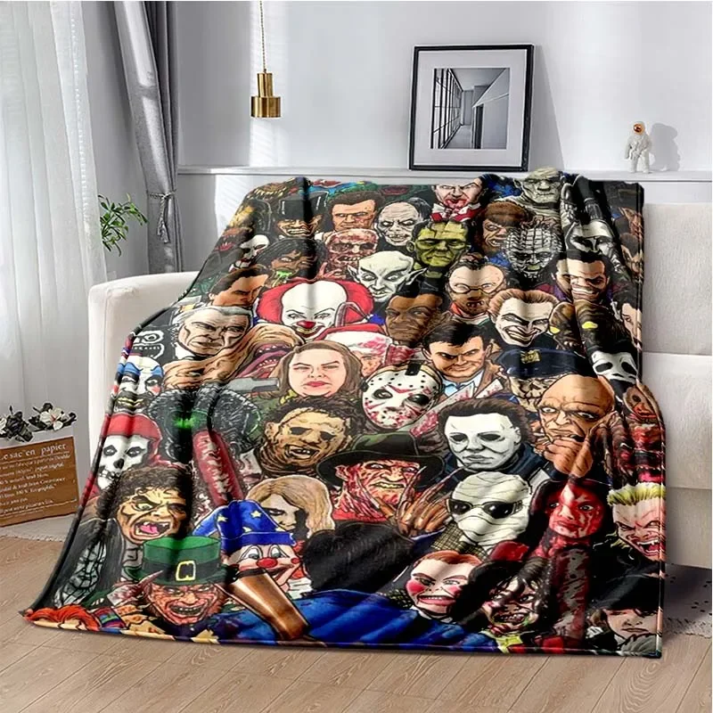 

Terror Blanket Horror Movies Character Flannel Blanket Soft Plush Blanket Bedroom Living Room Sofa Warm Throw Blankets for Beds