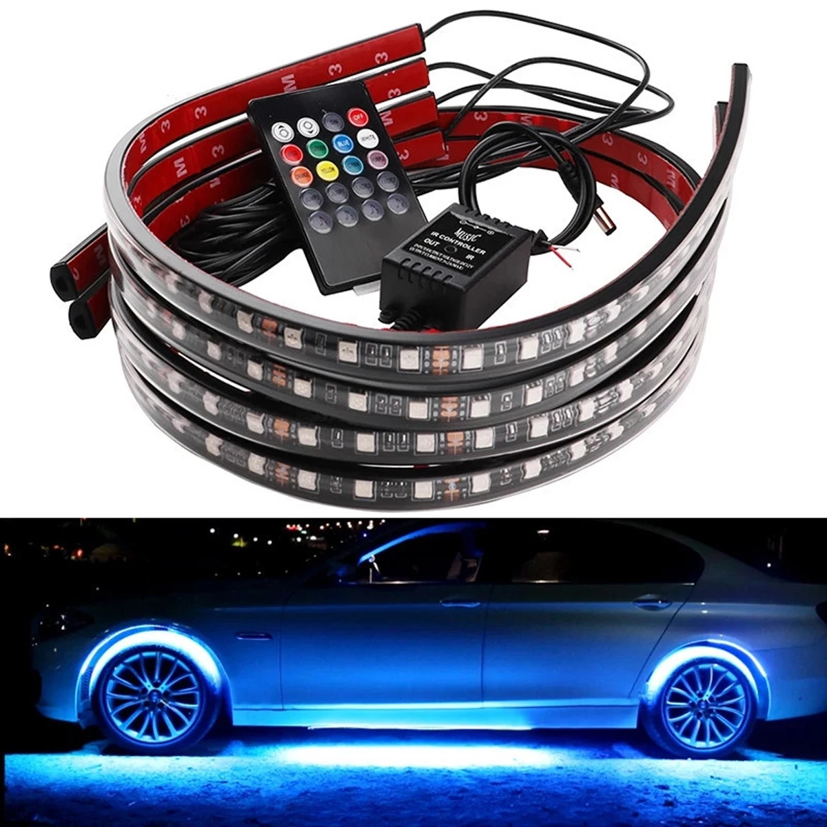 Car Flexible Strip Light LED Underbody Remote/APP Control RGB Neon